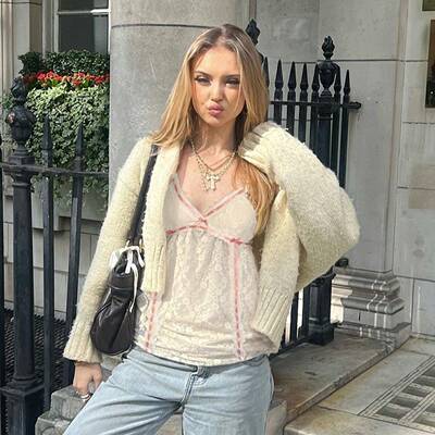 Y2K Sweet Style Bow Decorated Sleeveless V-Neck Waist