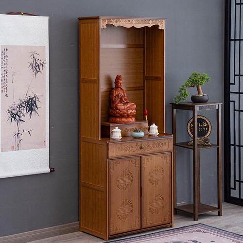 佛龛立柜楠竹家用神龛观音佛像财神爷供桌香案台简约佛柜供奉柜子