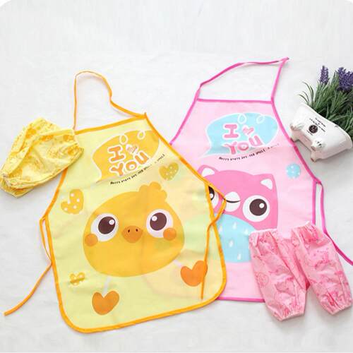 Waterproof Reversible Cartoon Aprons for Children, 2-piece S