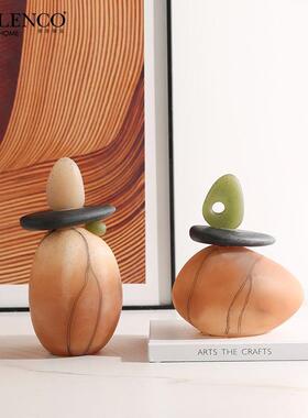 新中式古风抽象艺术石来运转树脂摆件样板间酒店书柜创意工艺品