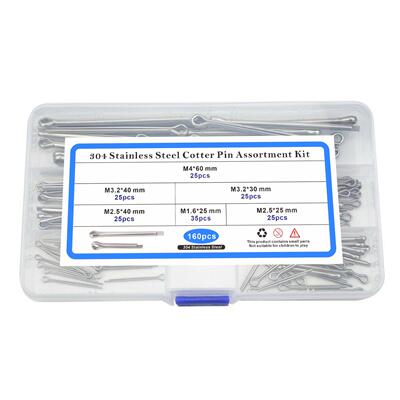160pcs304不锈钢GB91开口销M1.6-M4组合套装盒装插销销子发夹销