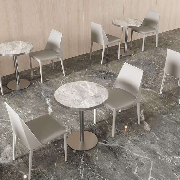 商用不锈钢火锅桌椅组合餐饮圆桌圆台简约奶茶店大排档快餐店桌子