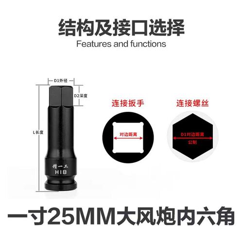 精一工内六角扳手1寸25mmH14H17H19H21H22H24H27H30H32H36H38H41