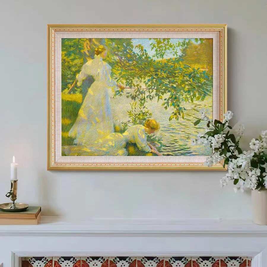 风时光现代客厅高级欧式装饰画挂画复古奶油感卧室午后法式》简约图片