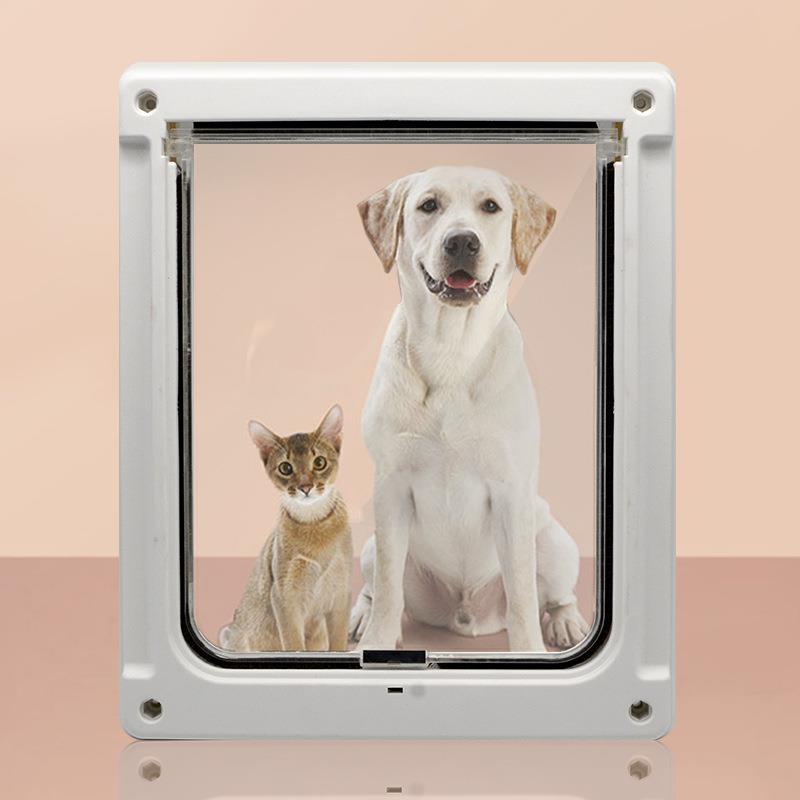 宠物门猫门狗门进出门白色大犬通用猫狗笼狗窝可控制出入门黑色围