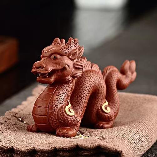 宜兴紫砂茶宠龙十二生肖摆件手工精品可养雕塑茶具茶道配件