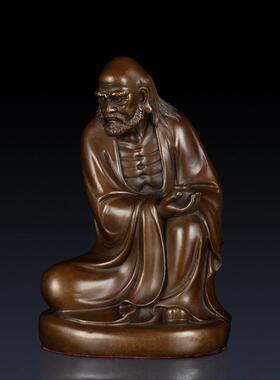 纯黄铜达摩祖师摆件禅悟始祖菩提铜像办公室居家开业玄关工艺品