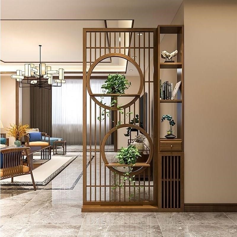 新中式屏风客厅进门入户隔断柜餐厅玄关柜装饰家用实木置物架遮挡