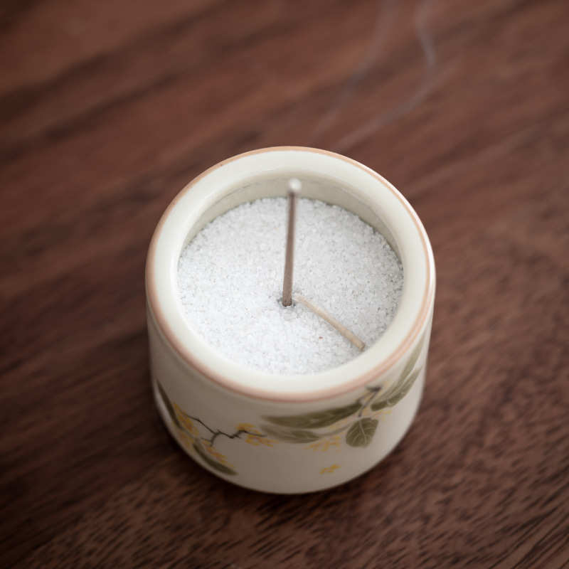 冰台手绘桂花陶瓷小香炉闲香室内家用香插中式国风功夫茶道配件