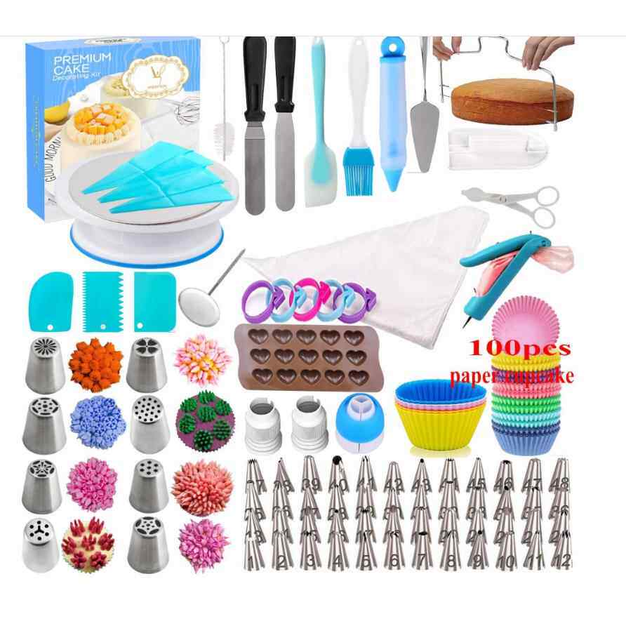 291件套裱花嘴套装蛋糕转台套装蛋糕烘焙工具套装翻糖压花印模