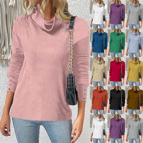 Women's hoodie, trendy high necked knitted sweater
