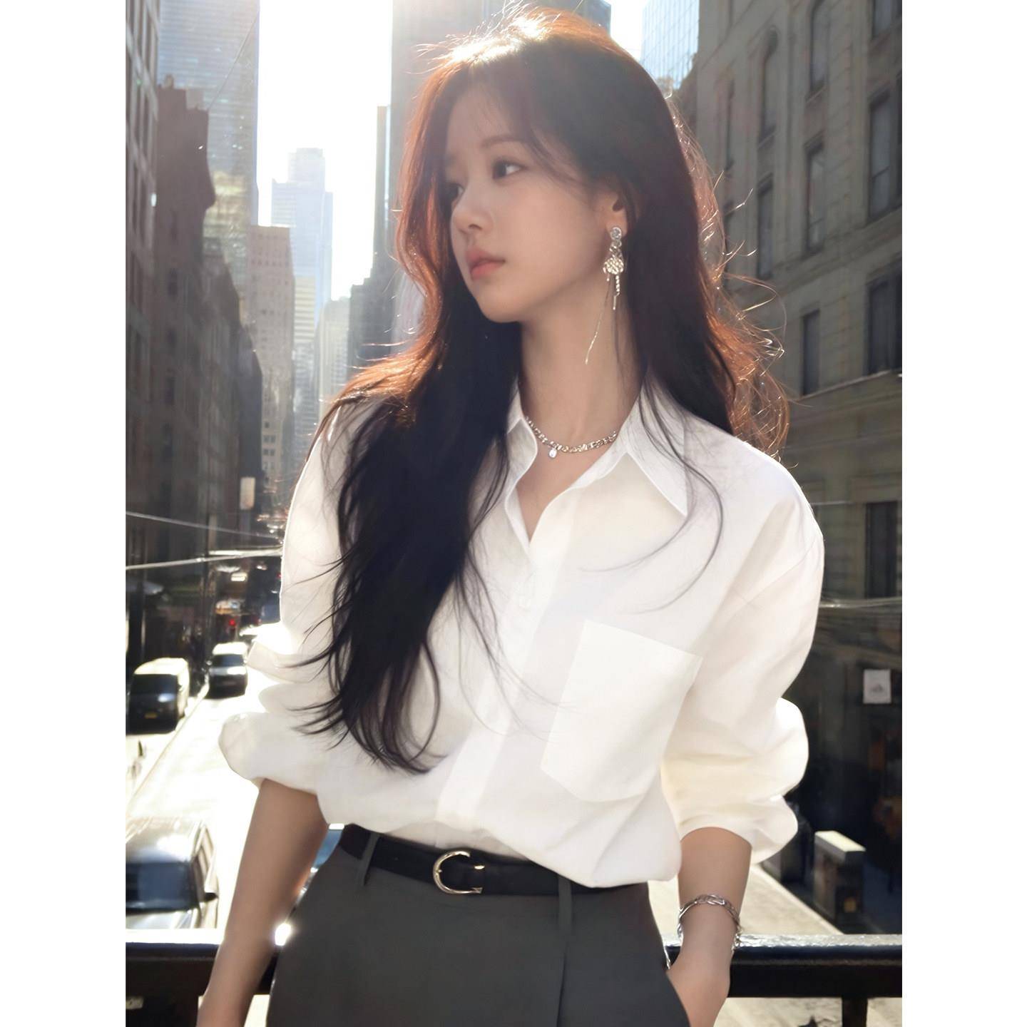 白色衬衫女2026春季新款上衣设计感小众轻奢高级感宽松慵懒风衬衣
