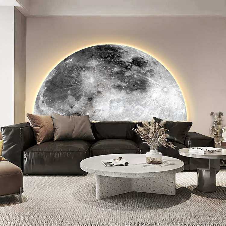 高级框感led无客厅装饰灯床头挂画画挂画壁画地球卧室雕刻