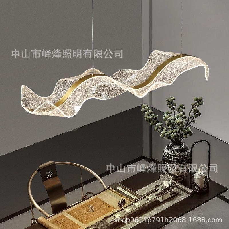 现代轻奢酒店前台艺术飘带吊灯创意岛台设计师吧台餐厅茶室吊灯