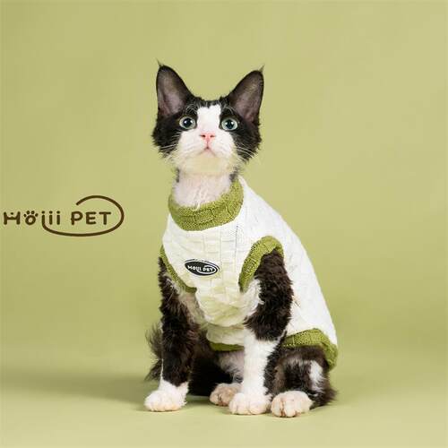 HOiiiPET秋冬潮牌拼色毛衣背心德文猫衣服无毛猫毛衣保暖加厚同人