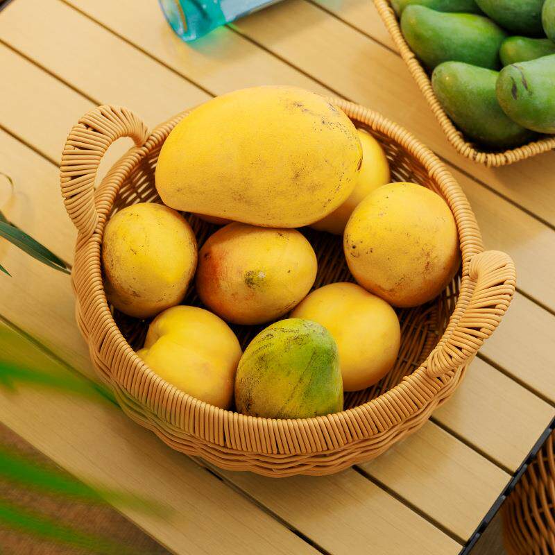 田园风家用水果盘大号仿藤编织厨房蔬菜收纳篮客厅卧室杂物筐