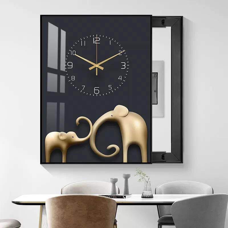 轻奢现代电表箱装饰画遮挡大象总开关电源箱电闸盒高端挂画推拉画