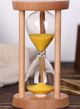 时间沙漏木质计时器儿童防摔5/10/30分钟半小时计时流沙漏斗摆件