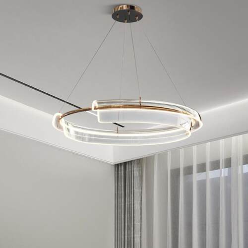后现代轻奢客厅LED圆环吊灯北欧极简大气餐厅卧室高端设计师灯具