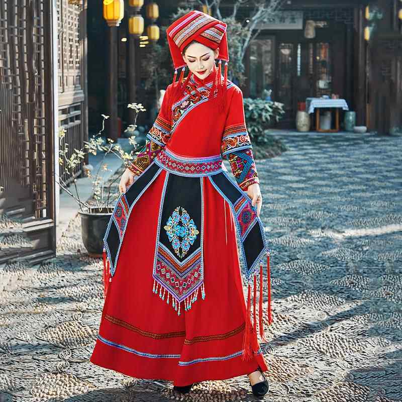 正品壮族民服装女广西三月族壮演服成人套装新款少数民族三传统出