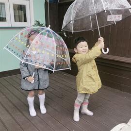 新儿童(新儿童)雨伞透明女折叠小孩，安全幼儿园卡通迷你小雨具雨衣宝宝甜品