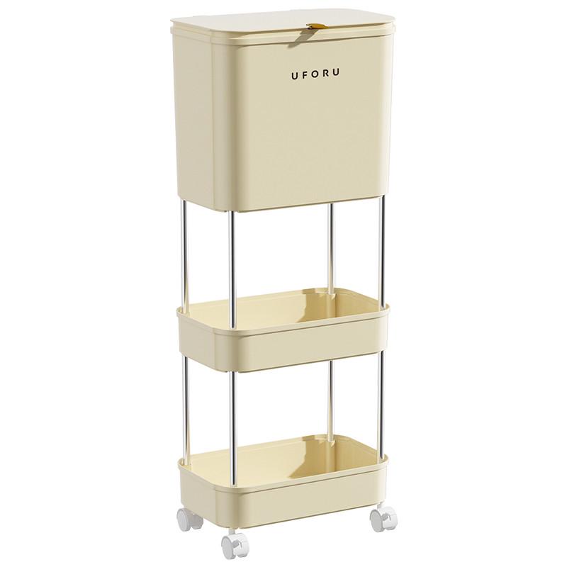 厨房垃圾桶高脚带滑轮干湿分离家用分类可移动三层置物架夹缝收纳