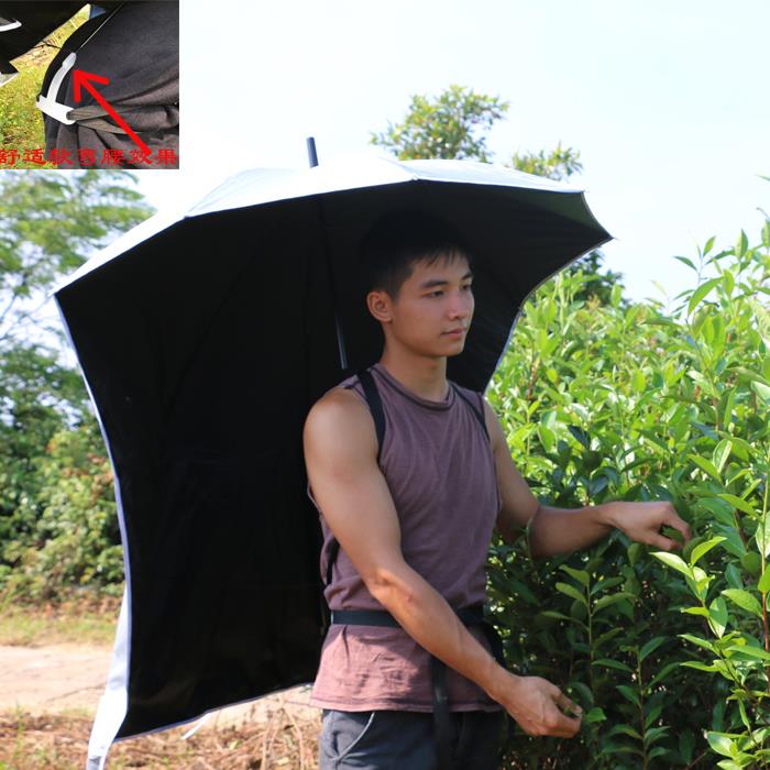 正品可背式采茶伞外携带遮晒阳伞超头帽伞户防双层轻黑胶创意晴雨