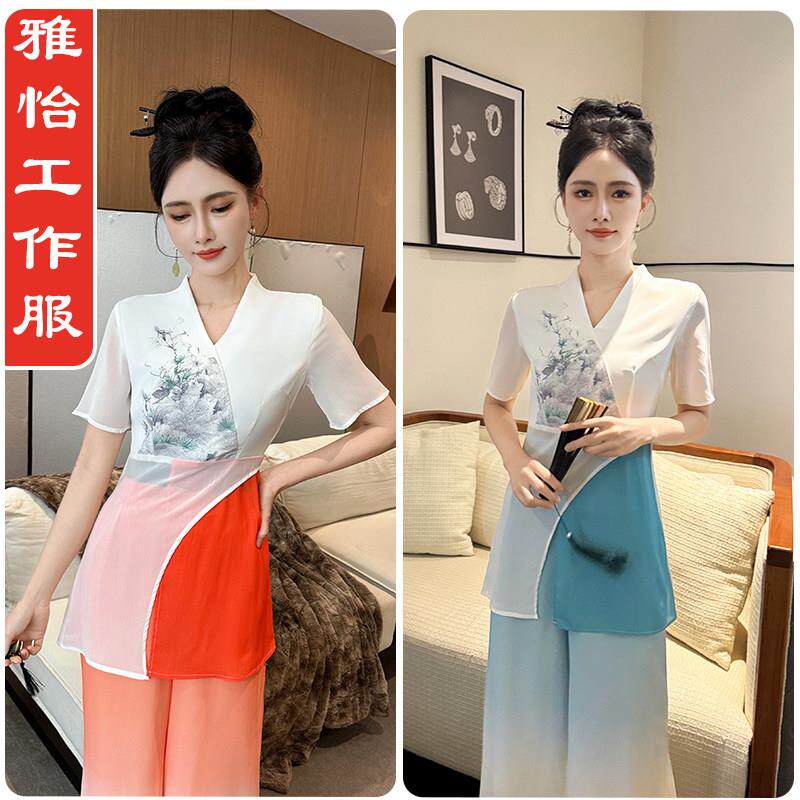 采耳师服装美容师spa足浴足疗技师工作服气质套装国风中式两件套