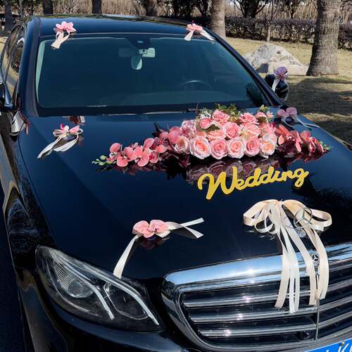 F999HS7T婚礼主婚车成车品仿真婚装车头花饰主车置套装布全套