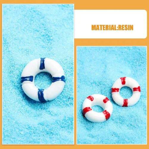 20 Pcs Mini Life Buoy Resin Accessories Swimming Ring Micro