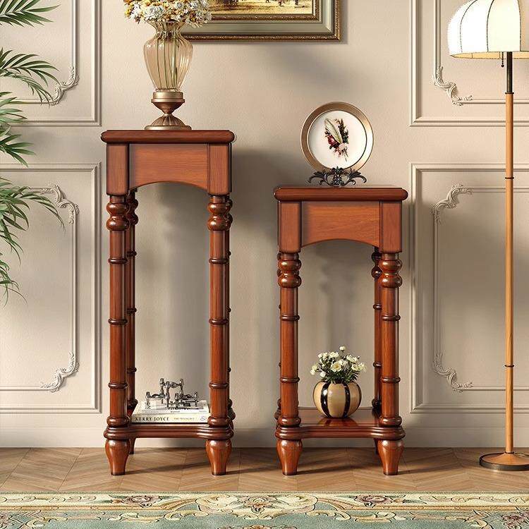 美式实木花架阳台落地花架室内客厅花盆架子欧式高矮组合置物架