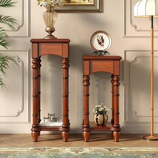 美式实木花架阳台落地花架室内客厅花盆架子欧式高矮组合置物架