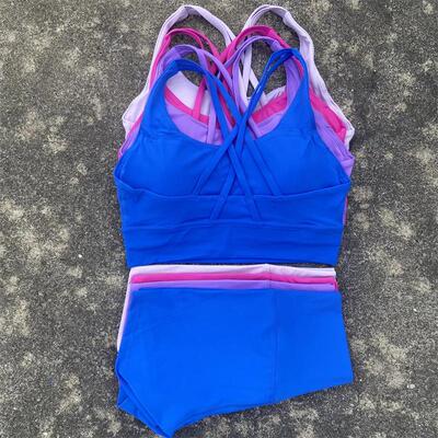Yoga Clothes Set 2 Piece Gym Shorts Set Women Back Bra Waist