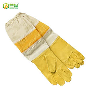 养蜂工具新型美式 亚马逊跨境爆款 透气手套金黄色羊皮防蜂手套蜂具