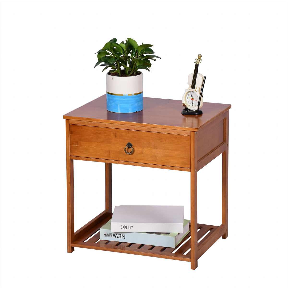 竹制床头柜 租房卧室客厅茶室简约单抽家用收纳床边置物架储物柜