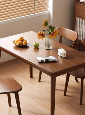 实木餐桌出租饮房用长桌方胡桃木吃饭桌子户型小家JNO用桌椅餐商