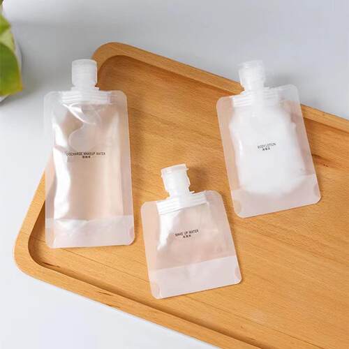 Travel-sized lotion, body wash, shampoo refill bags, portabl