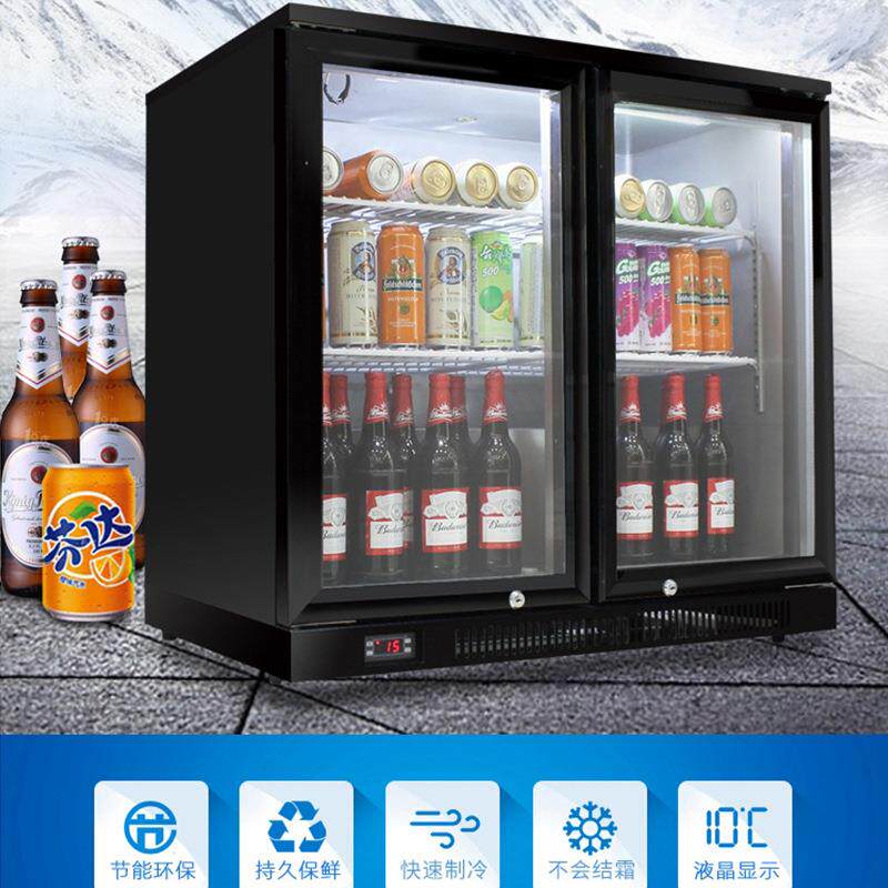 门黑色风冷桌上型吧台柜冷冰柜双商用玻璃门酒直冷啤RJI展示藏柜