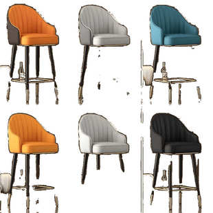 轻奢吧台椅酒吧椅子家用旋转网红椅现代简约靠背高脚凳前台收银椅