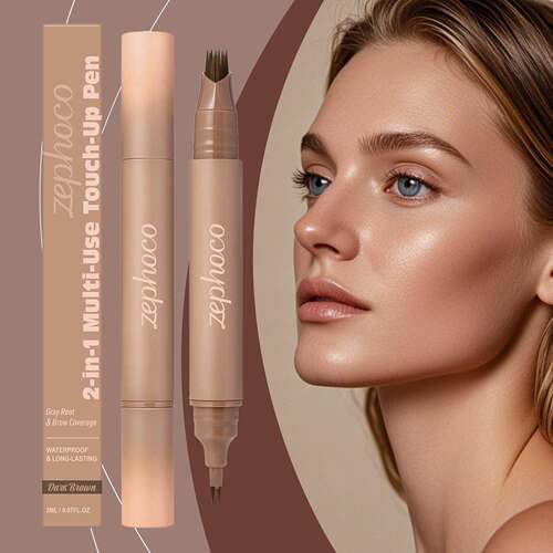 Zephoco Dual-Headed Eyebrow Pencil 2-in-1 (Dark Brown) - Eff