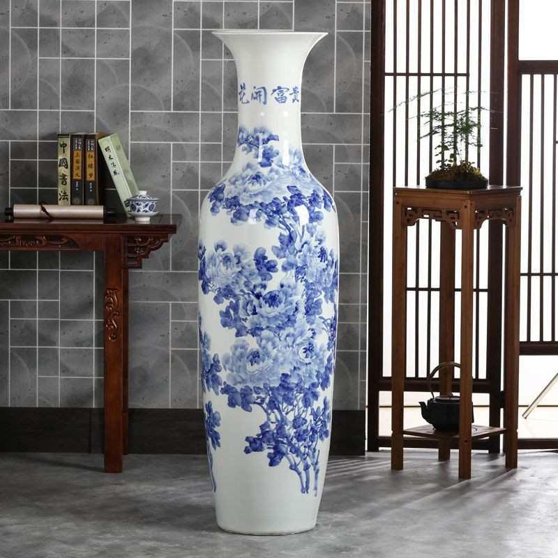 景德镇摆件连年花瓶高中式落地大开业手绘有余乔迁陶瓷器客厅酒店
