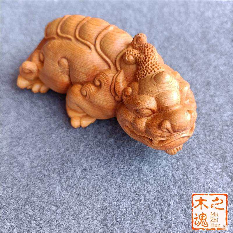 崖柏木雕刻家居招财貔貅汽车载摆件随身男士手把件装饰品工艺品