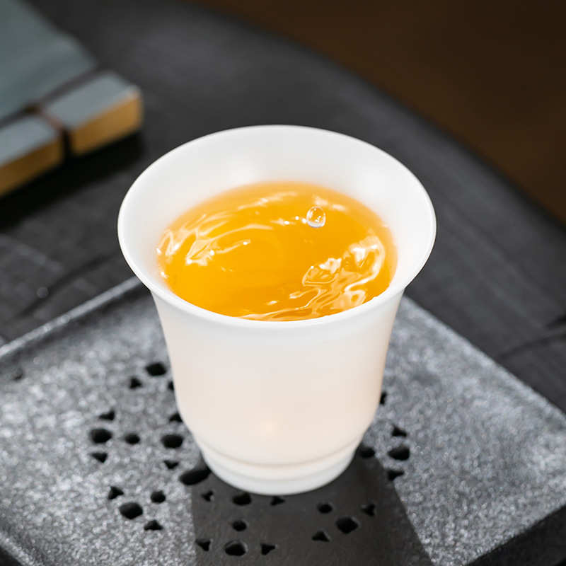 新中式冰种素烧羊脂玉个人杯主人杯品茗杯客杯单茶杯礼品陶瓷茶具