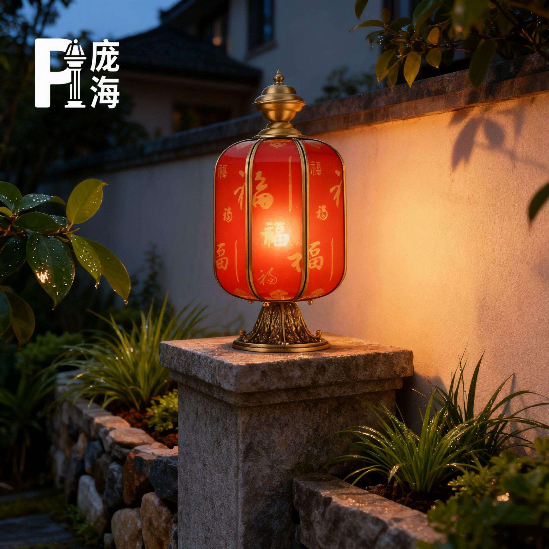 全铜灯笼柱头灯阳台别墅中式灯笼中国风仿古福过年春节喜庆大门灯