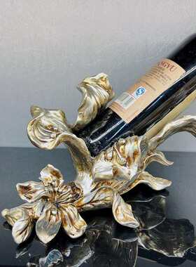 跨境 欧式复古古银花式红酒架摆件树脂雕塑工艺品装饰品 厂家新款