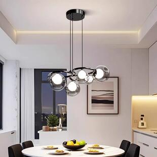 现代轻奢玻璃吧台灯2026新款高级感餐厅吊灯意式极简饭厅圆形餐桌