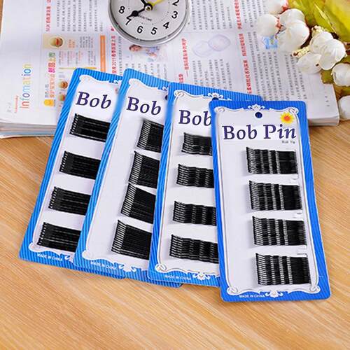 Blue card small black hair clip steel wire wave barrette wom