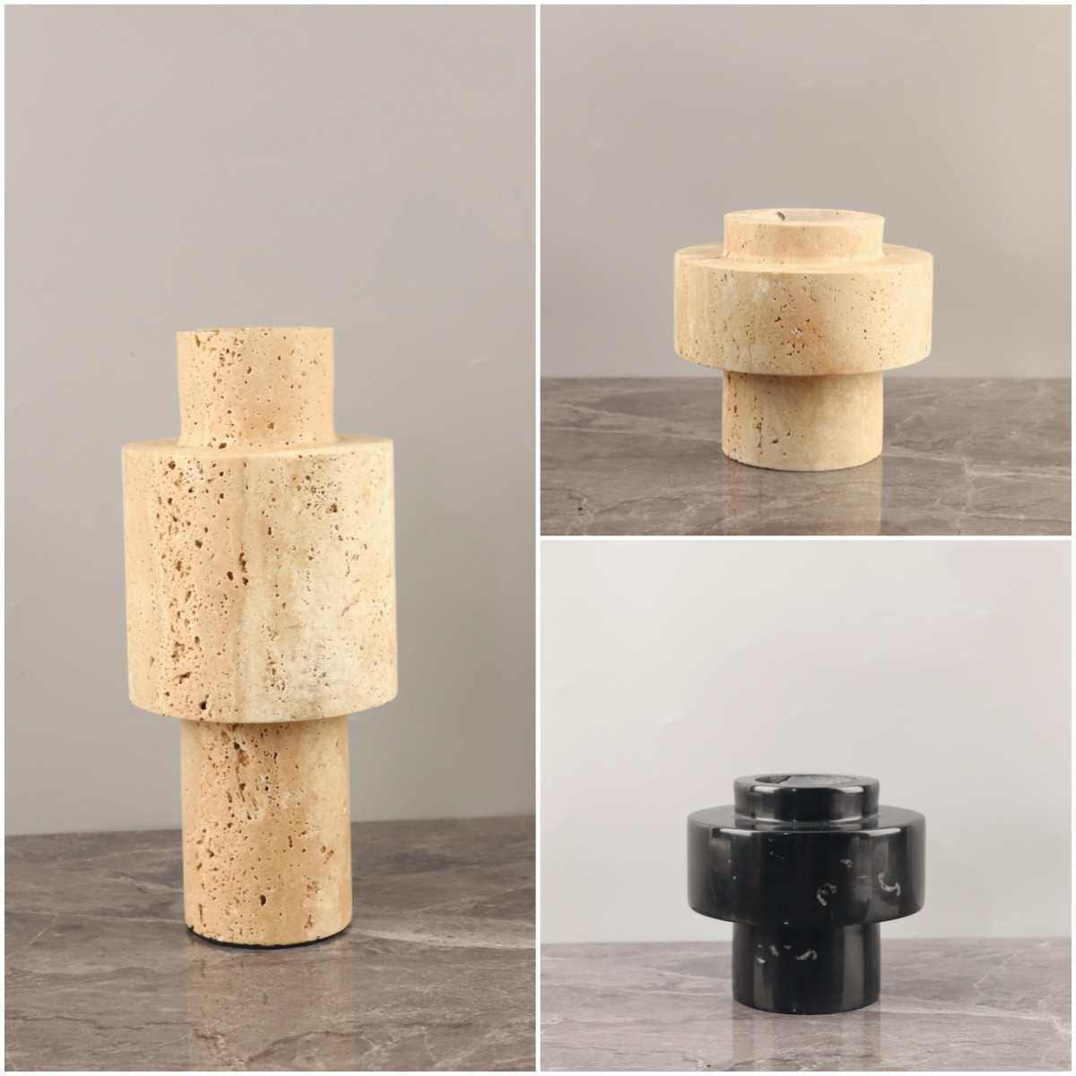 北欧创意侘寂风天然大理石洞石花器桌面摆件客厅餐厅卧室家居饰品,家居饰品,花瓶,淘宝优惠券,粉丝福利购,淘宝优惠卷