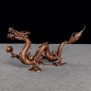 紫铜龙腾四海摆件生肖龙工艺品家居办公室装饰品青龙开业店铺摆放
