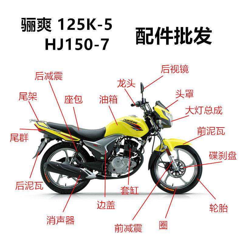 适用摩托车配件骊爽导流罩HJ125K-5头罩150-7前 后减震仪表